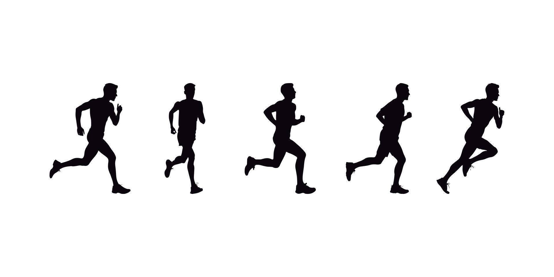 Gorgeous and powerful illustration of jogging, running, and marathon. White backdrop vector
