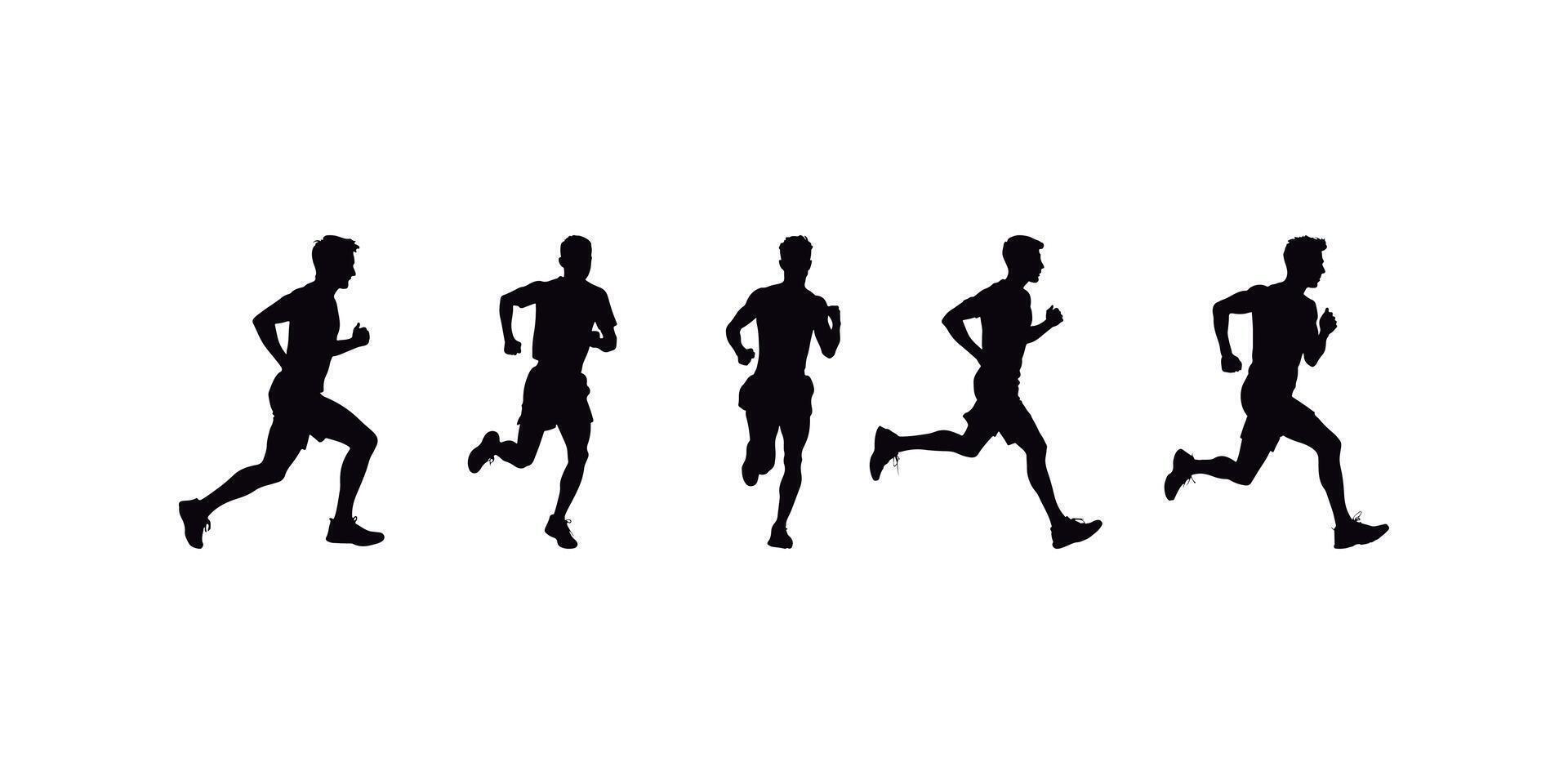 Fantastic and powerful illustration of jogging, running, and marathon. White backdrop vector