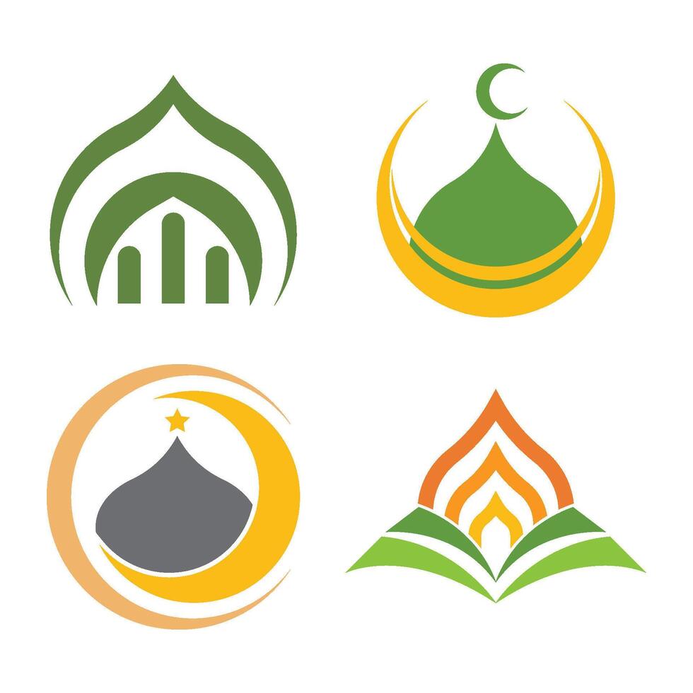 Mosque Religious moon set vector