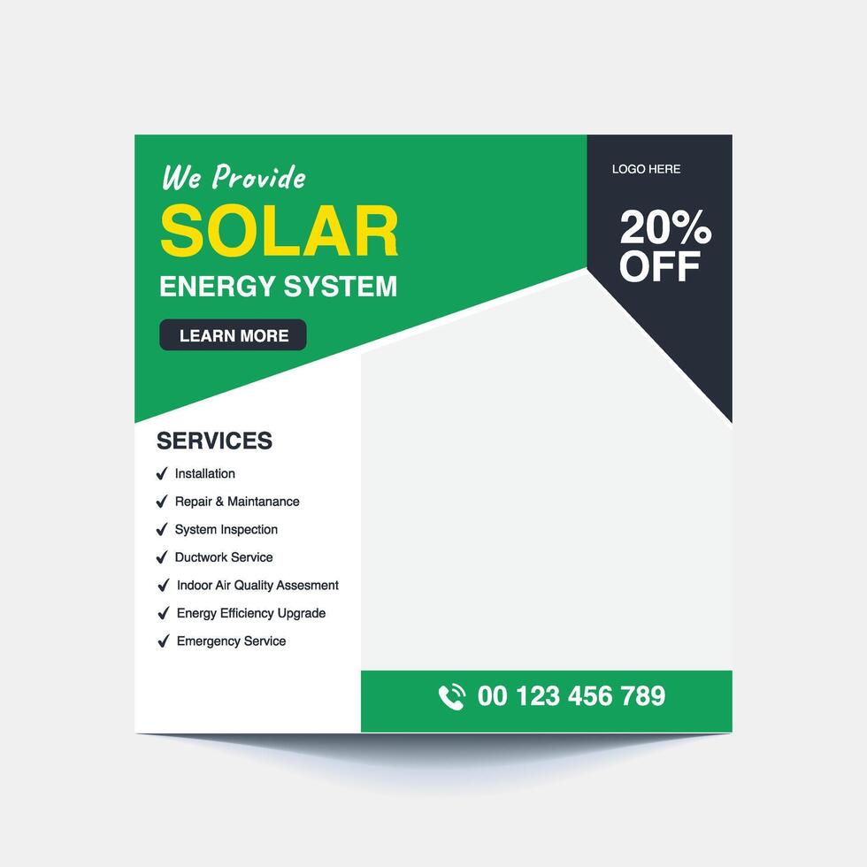 Solar Energy Social Post-Take Control of Your Energy with Solar Solutions vector