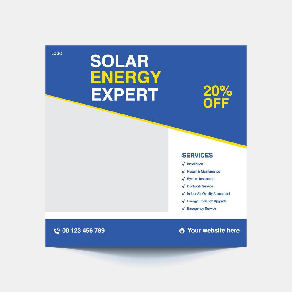 Solar Energy Social Post-Unlock the Power of the Sun with Solar Panels vector