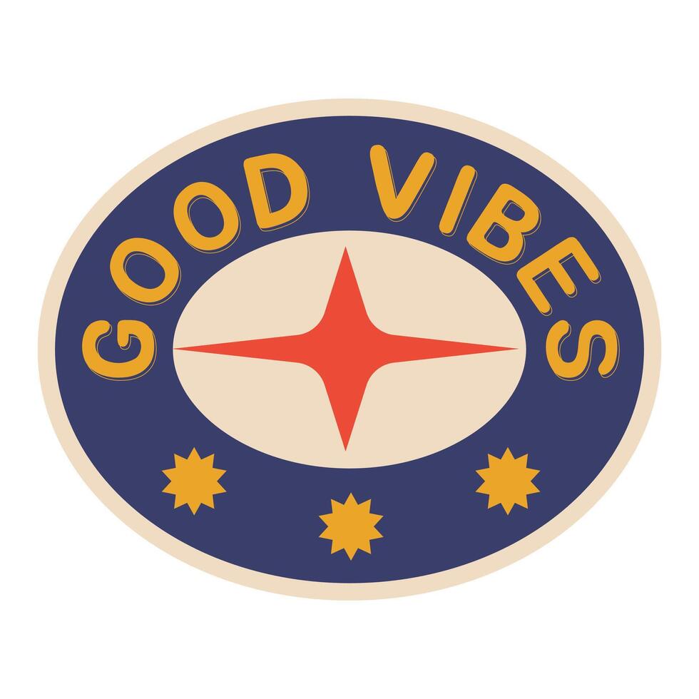 Vintage Groovy Good Vibes Sticker vector
