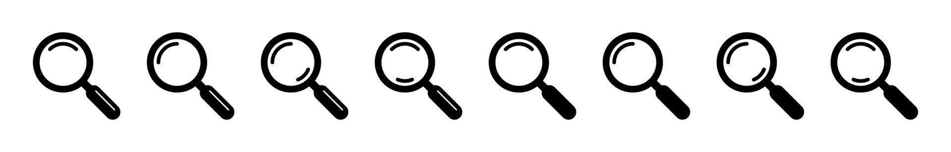 Magnifying glass icons set. vector