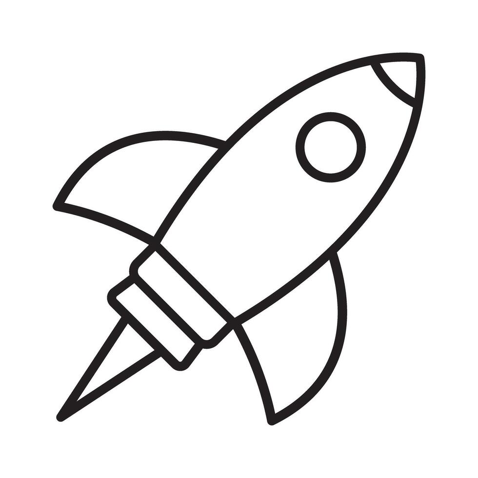 Flying rocket line icon. Flying rocket icon. vector