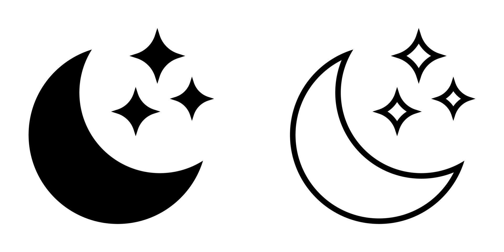 Crescent moon with stars icon. Night moon icon. vector