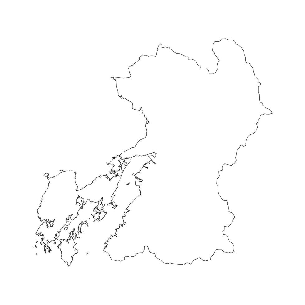Kumamoto prefecture blank contour map vector