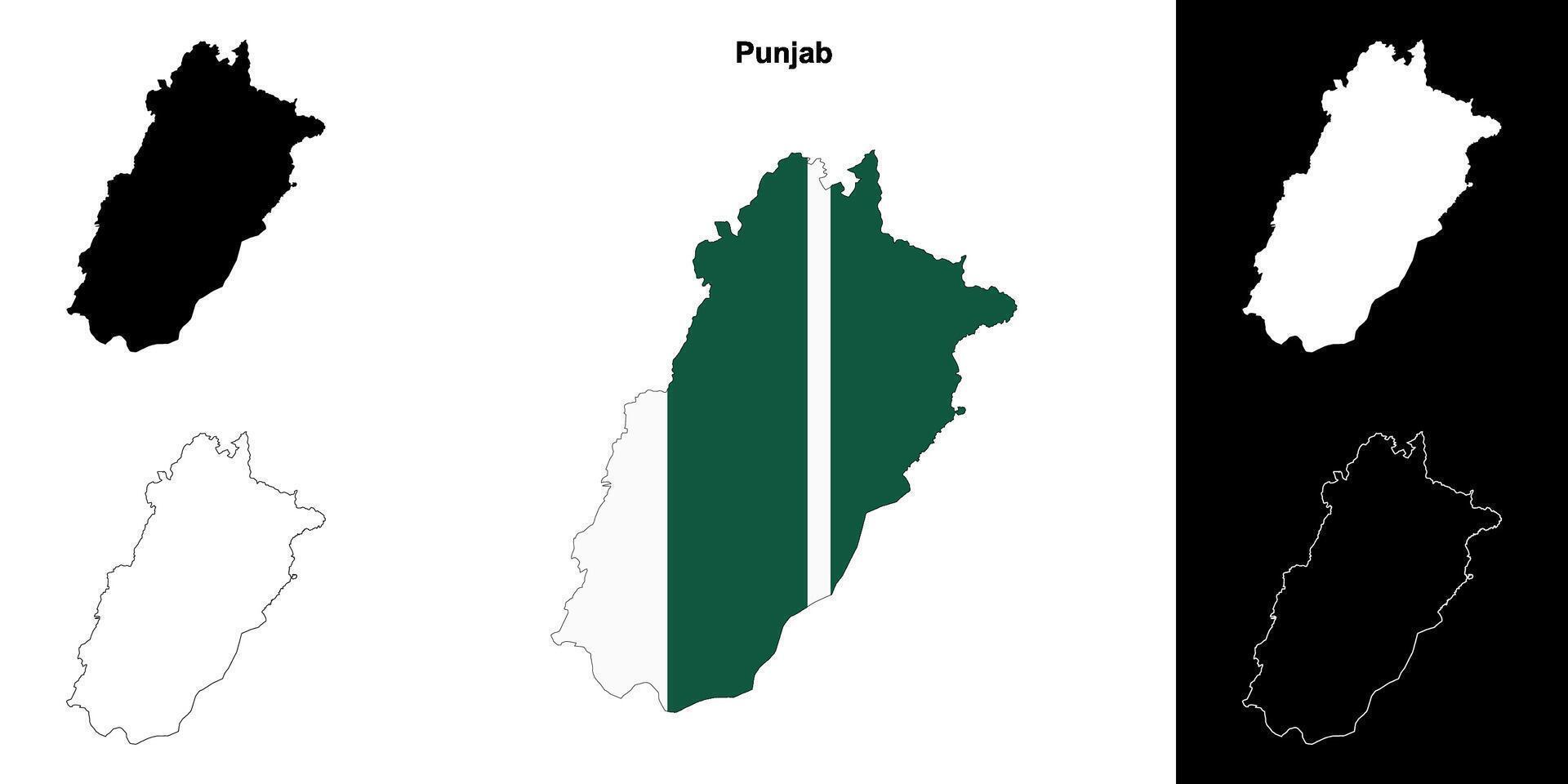 Punjab outline map set vector