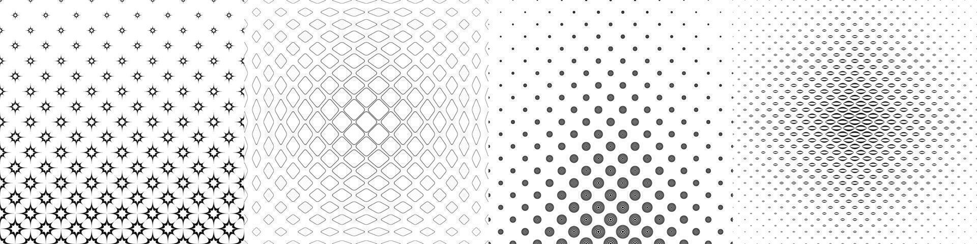 Black and white pattern collection with geometrical shapes vector