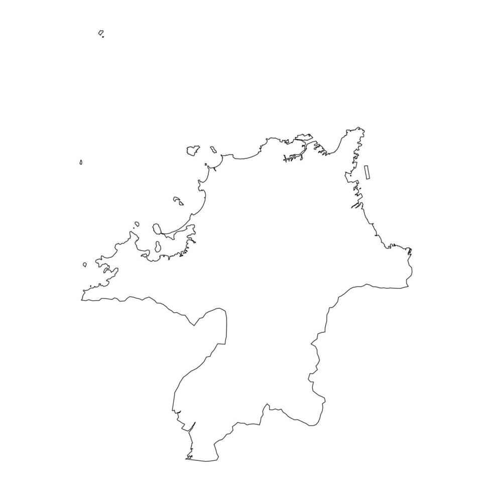 Fukuoka prefecture blank contour map vector