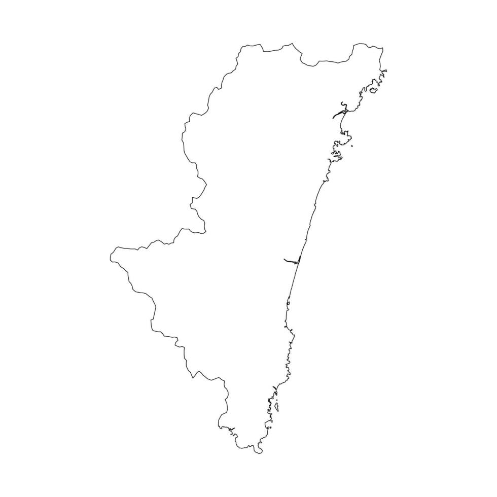 Miyazaki prefecture blank contour map vector