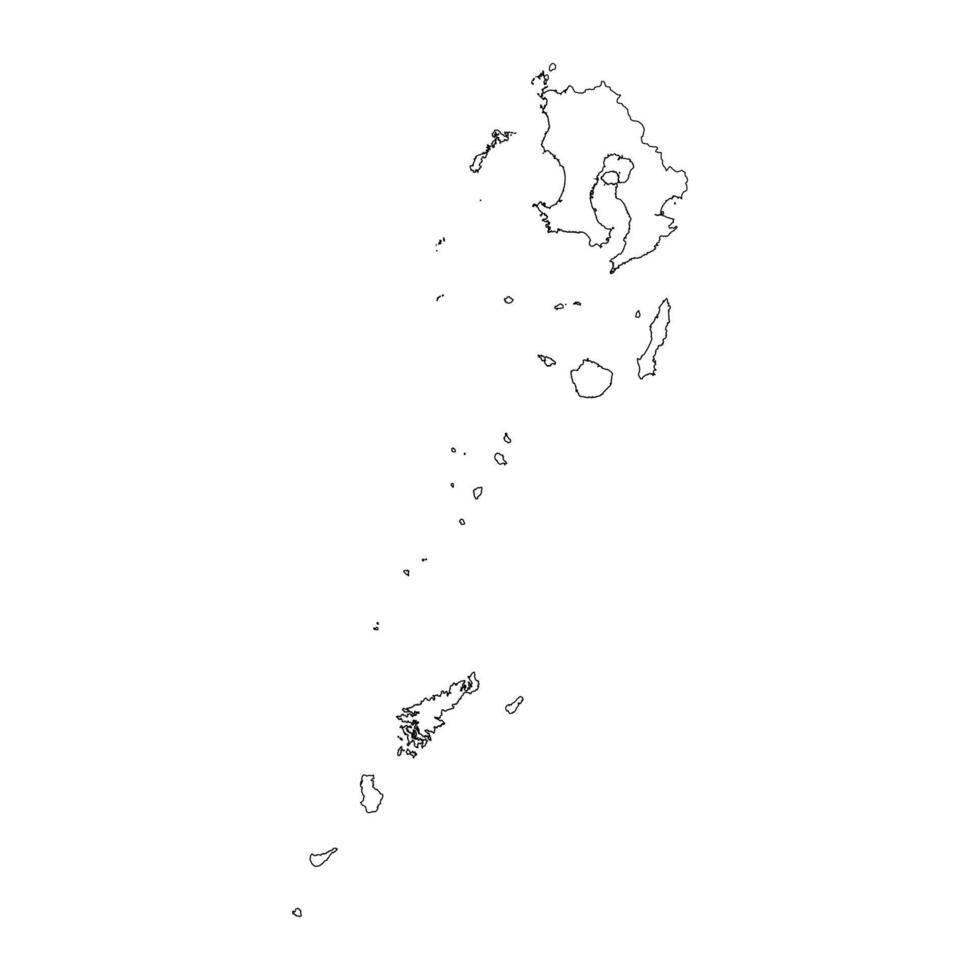 Kagoshima prefecture blank contour map vector