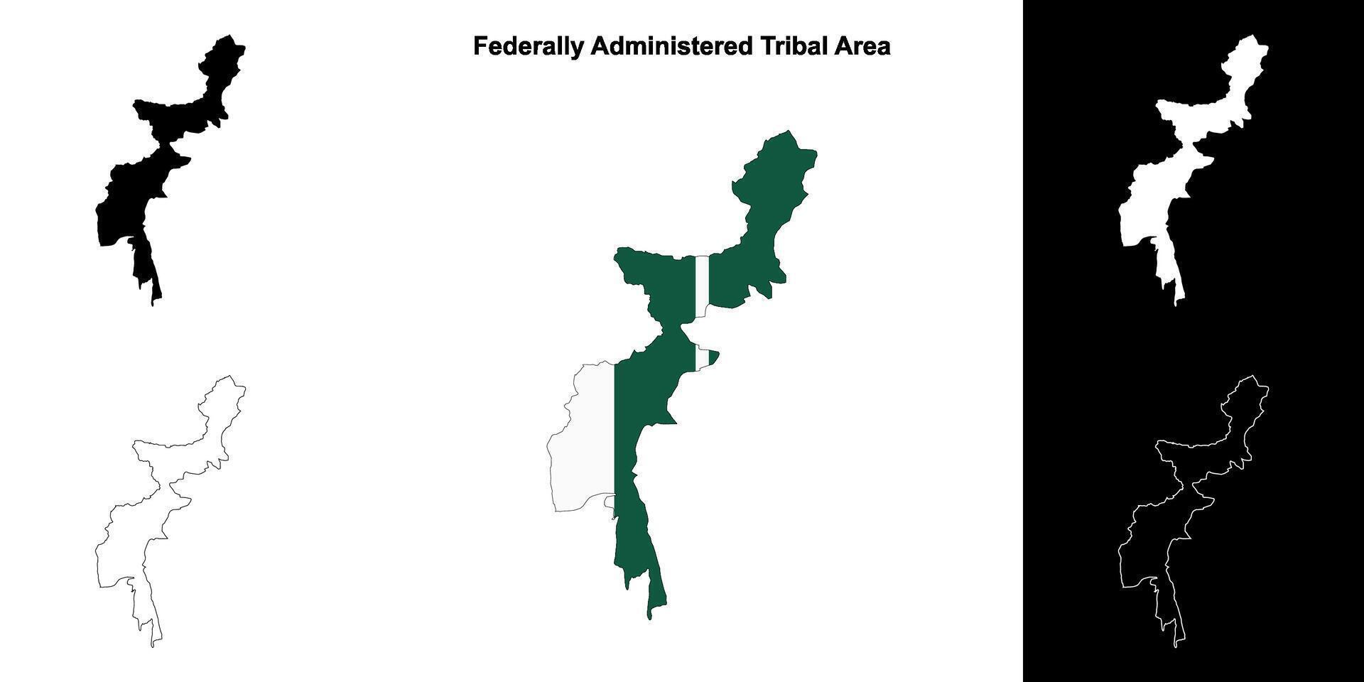 Federally Administered Tribal Area outline map set vector