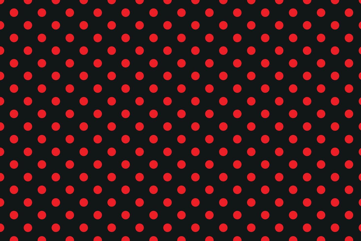 Red polka dots pattern on black background . Polka dots background . illustration vector