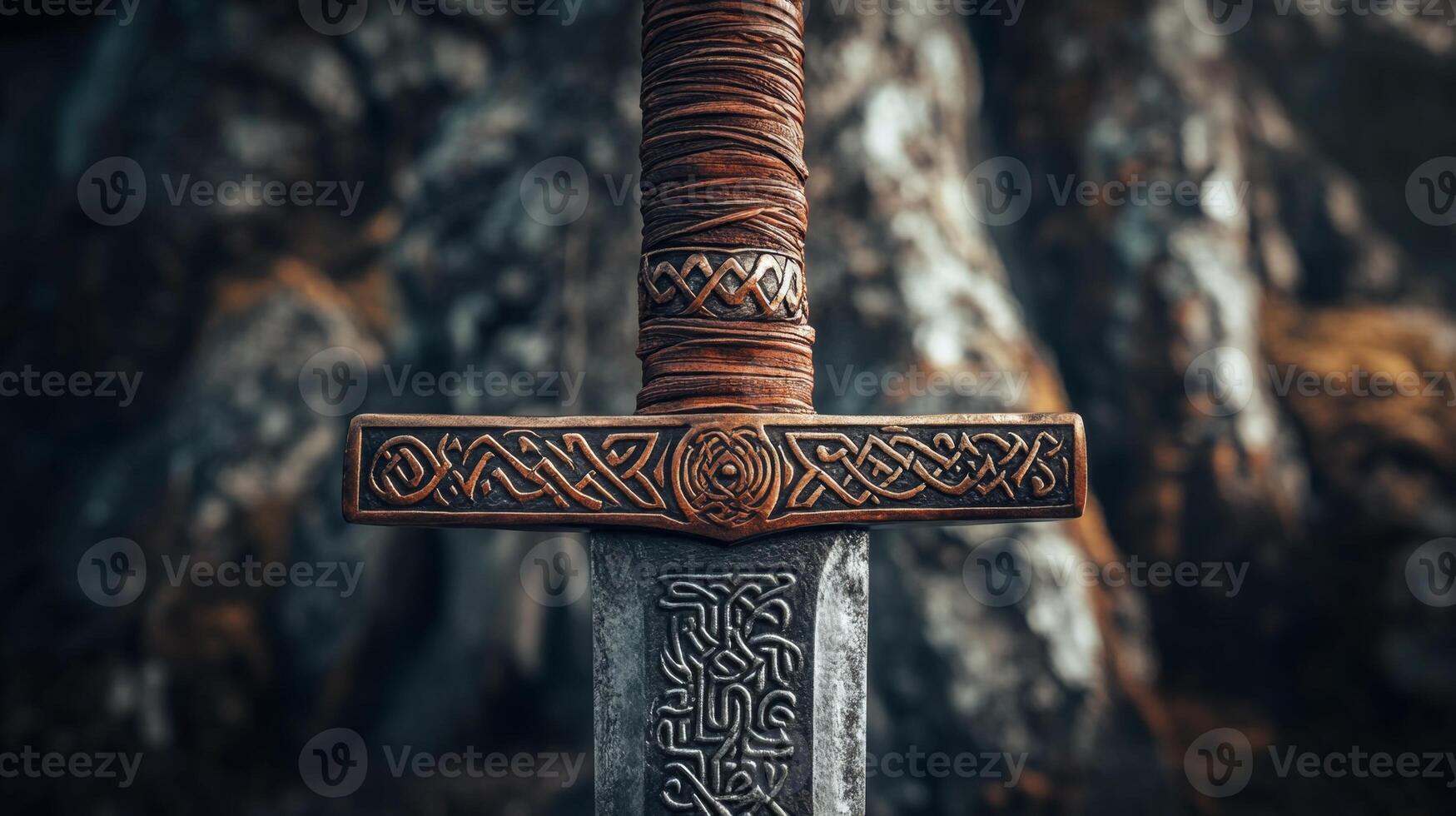 Ornate Medieval Sword, Intricate Celtic Design photo