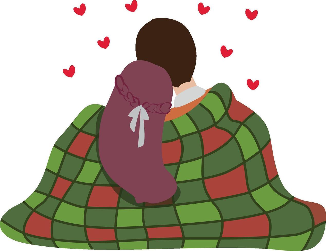 illustration of couple lean with blanket vector