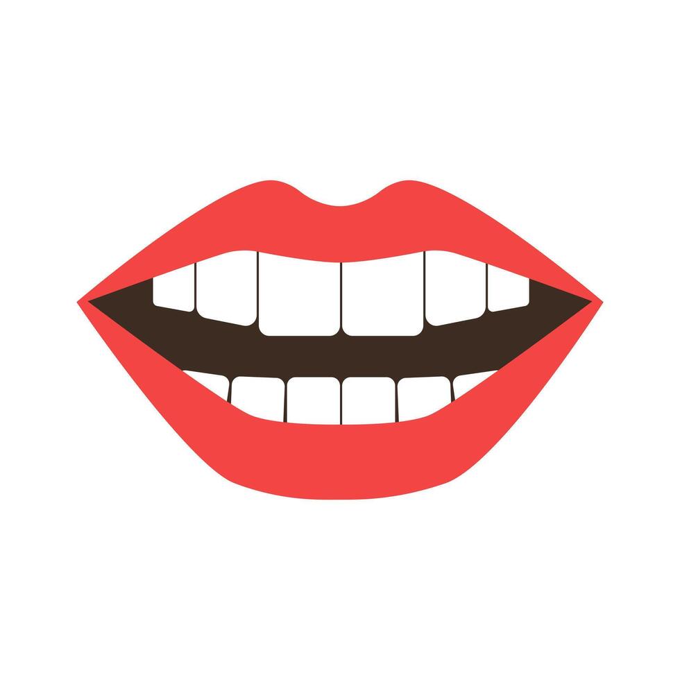 Funny cartoon mouth with teeth for April Fools Day. illustration. vector