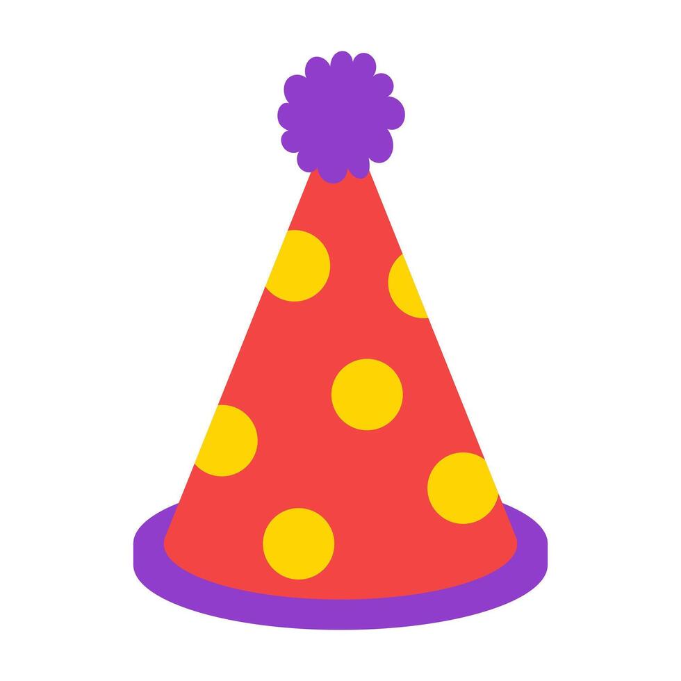 Festive evening hat with polka dots and pompom for celebration. illustration. vector