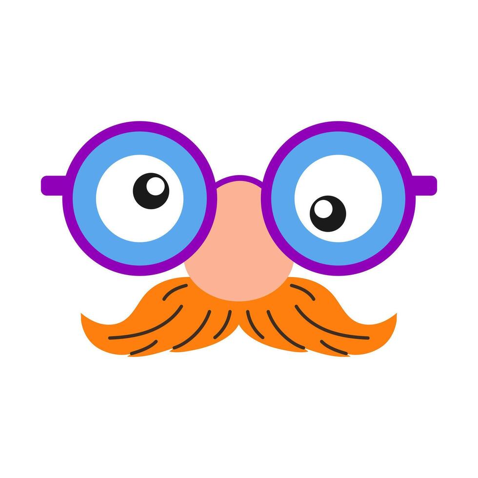 Funny masking glasses with fake nose, eyebrows and mustache. illustration. vector