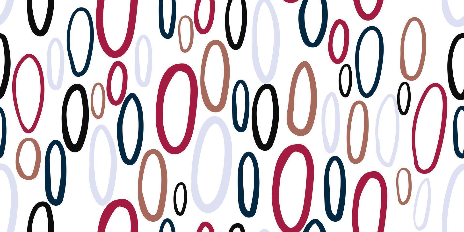seamless pattern geometric ovals hand drawn in trendy colors black blue cherry. modern design. illustration of abstract shapes for textile and creative projects vector