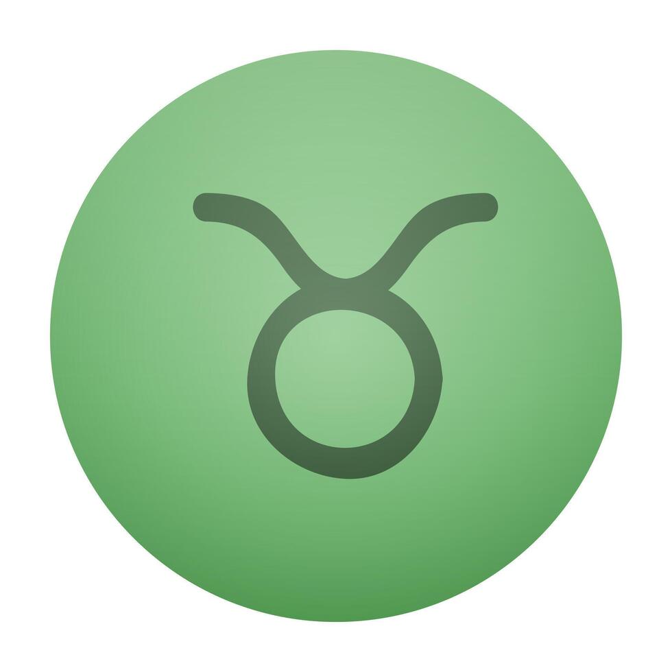 Simple art of the Taurus zodiac symbol, featuring its iconic bull's head on a green circle vector