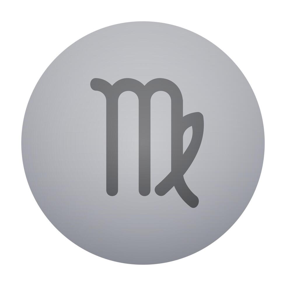 Flat art of Virgo zodiac sign. M symbol in a grey circle design vector