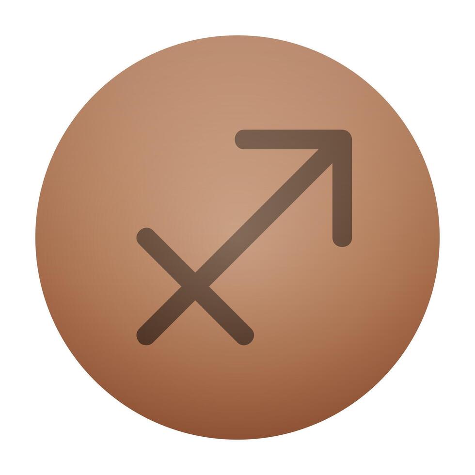Sagittarius zodiac sign . Arrow symbol on a clean brown circle. vector