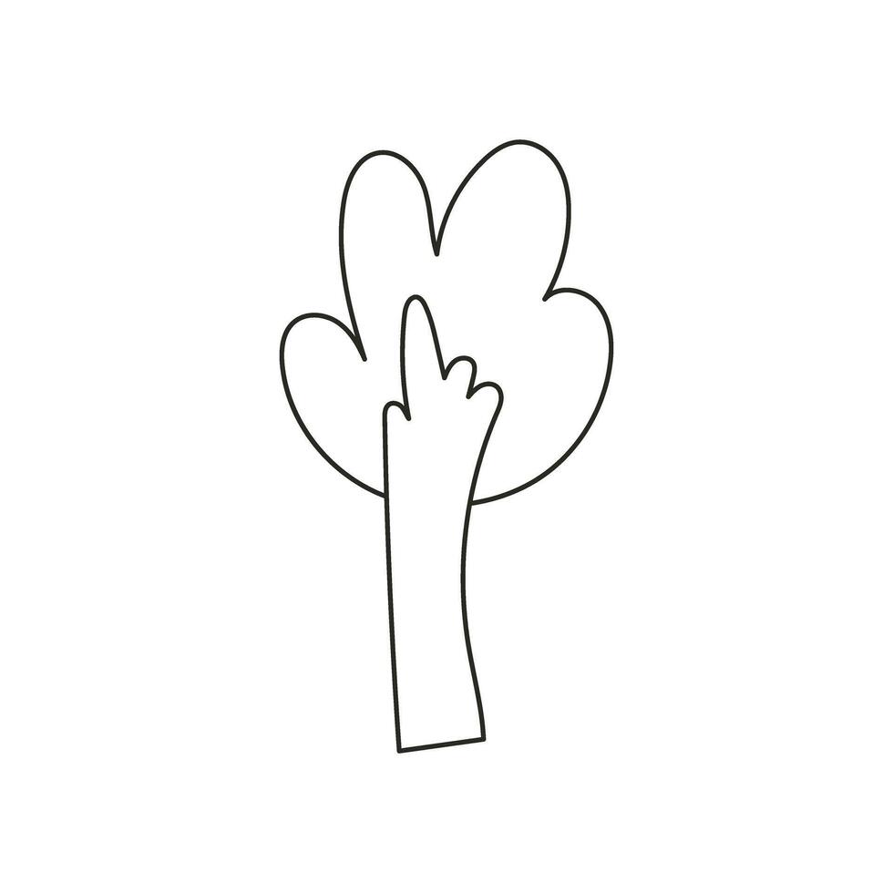 Hand Drawn childish tree. Black cute illustrations isolated on white background. Black and white simple tree. vector