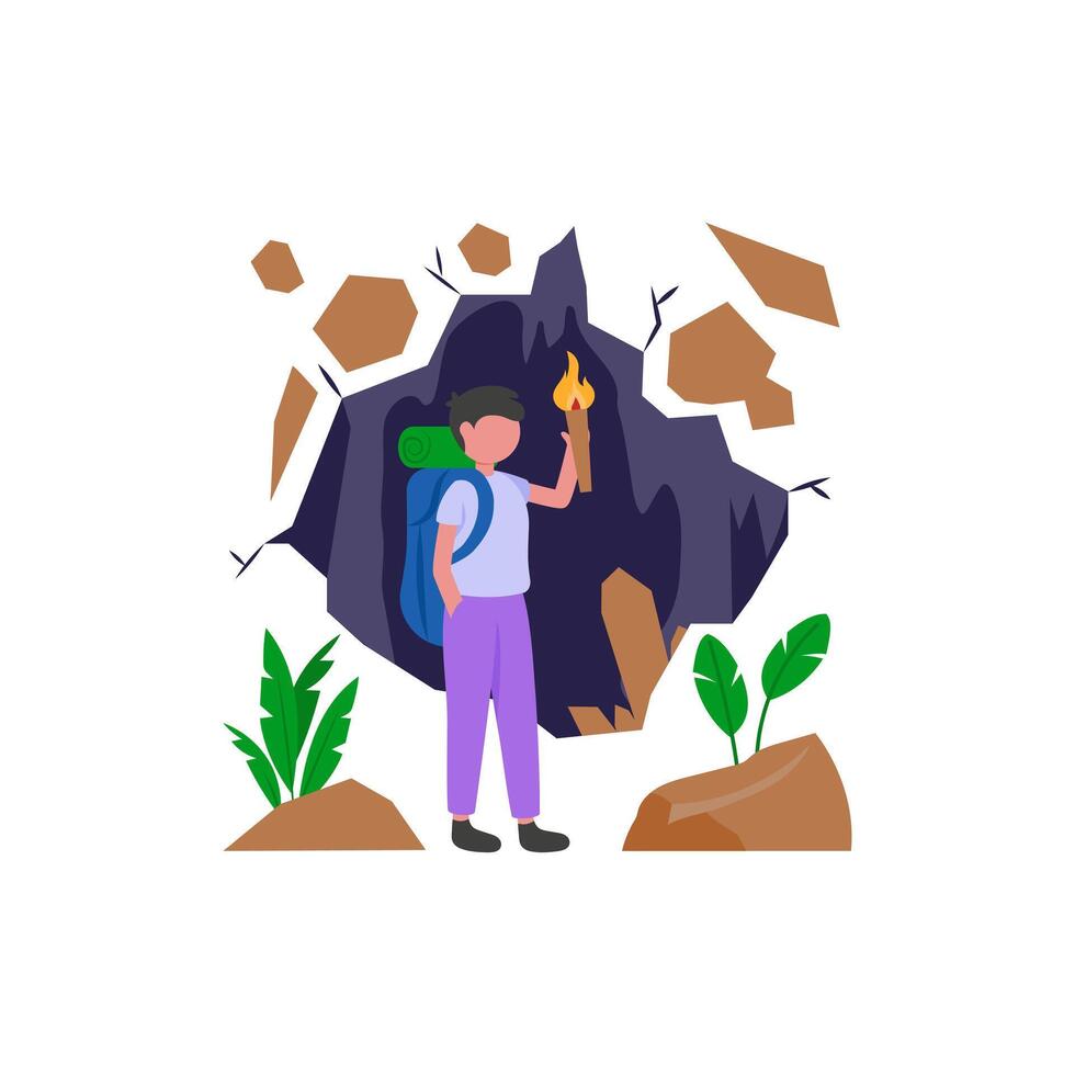 Cave Exploration Illustration vector