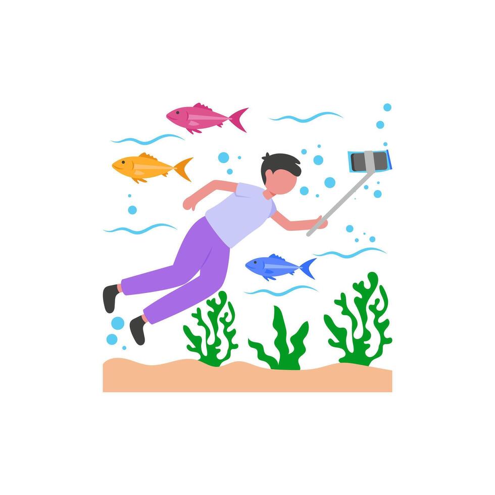 Underwater Selfie Fun Illustration vector