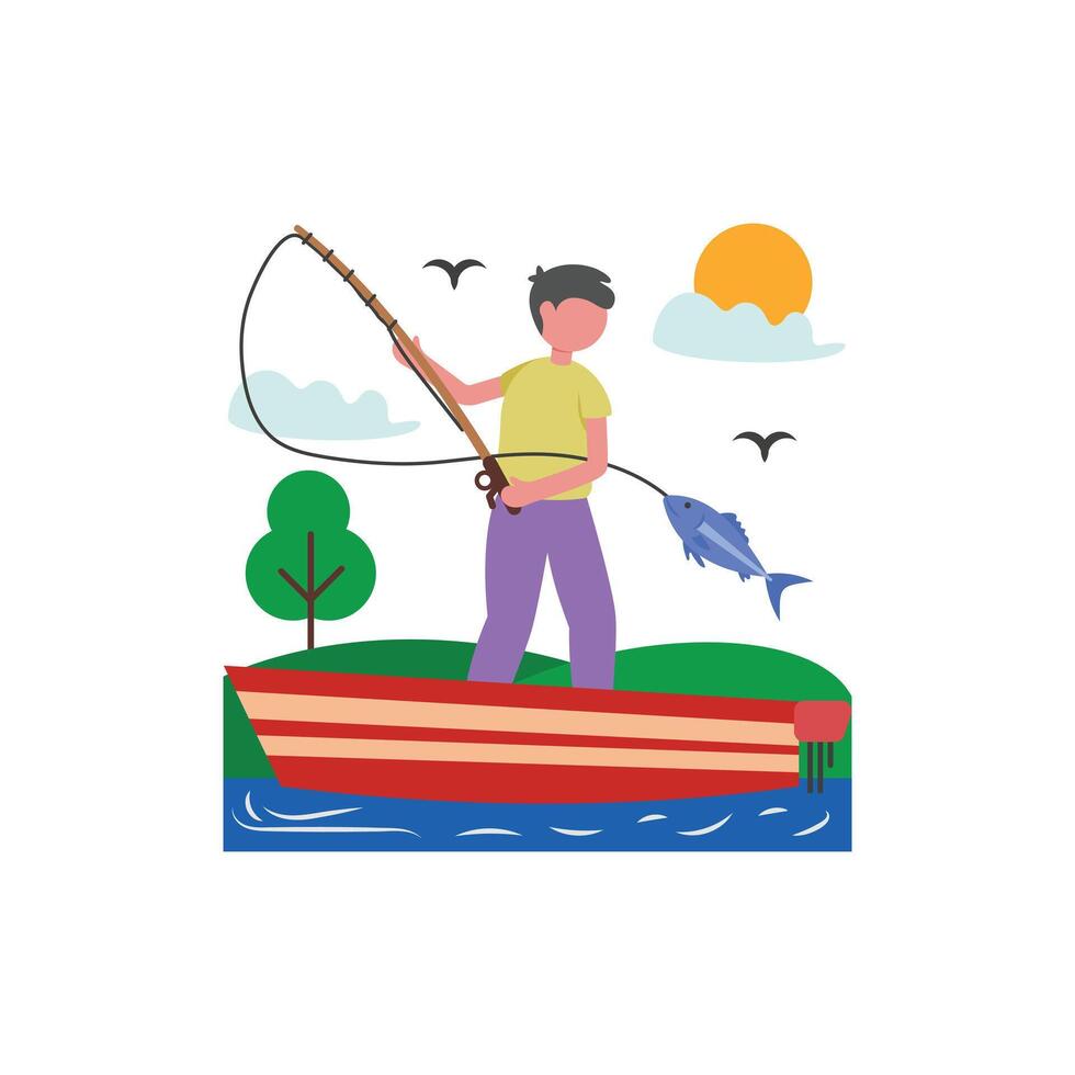 Fishing Flat Illustration vector