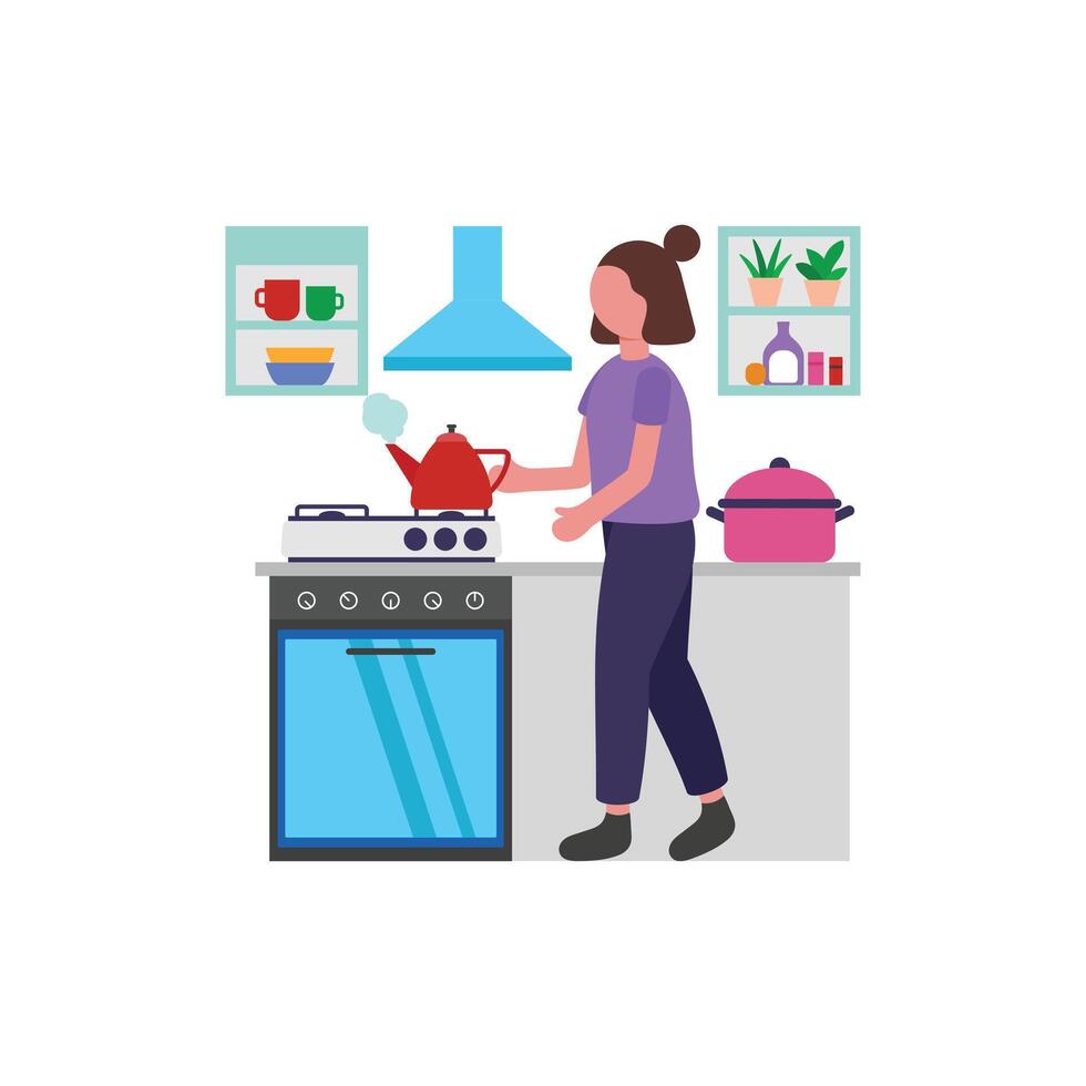 Making Tea Flat Illustration vector
