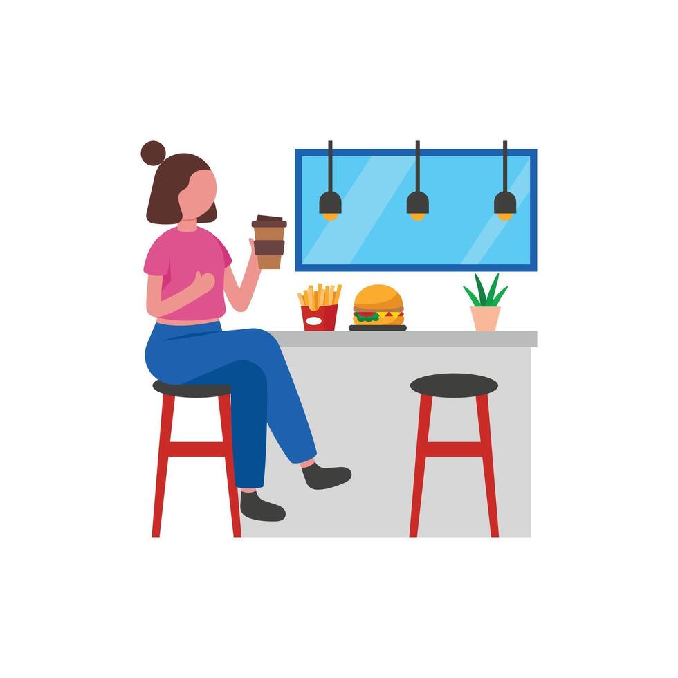 Coffee Time Flat Illustration vector