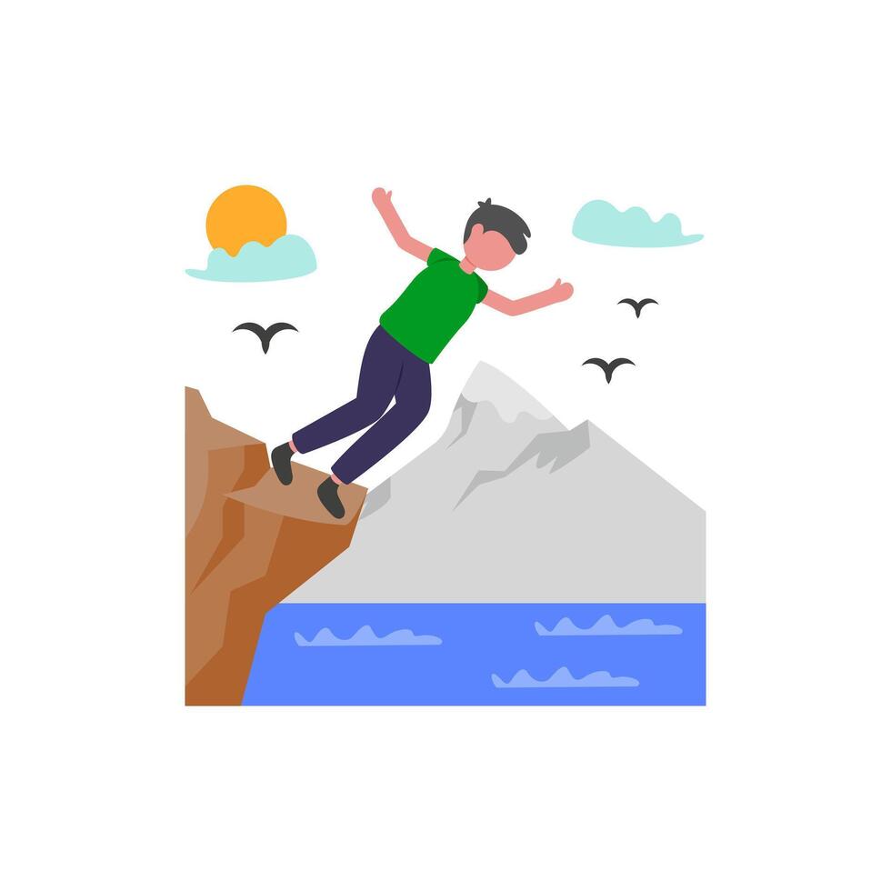 Cliff Diving Thrill Illustration vector