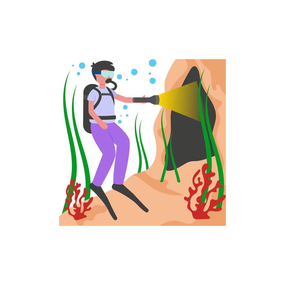 Cave Diving Adventure Illustration vector