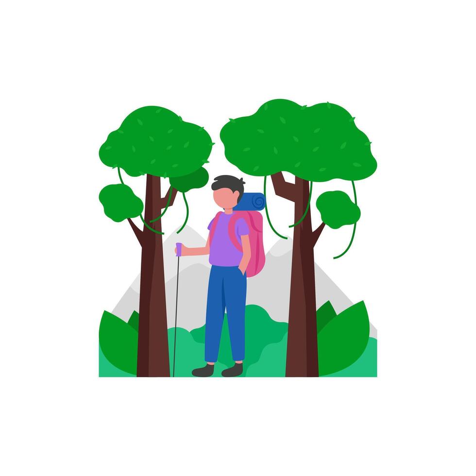 Forest Trek Adventure Illustration vector