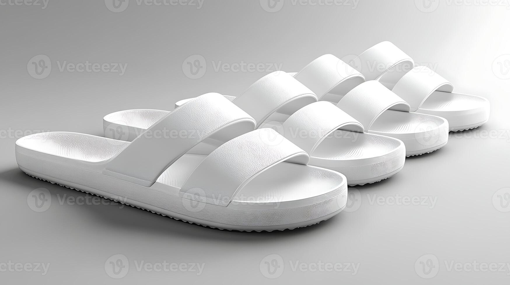Stylish White Double Strap Platform Sandals Summer Footwear Comfortable Slides photo