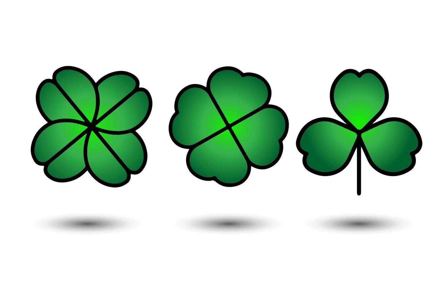 Green Shamrock clover . St Patrick day symbol, leprechaun leaf sign. Shamrock clover isolated, flat decorative element. vector