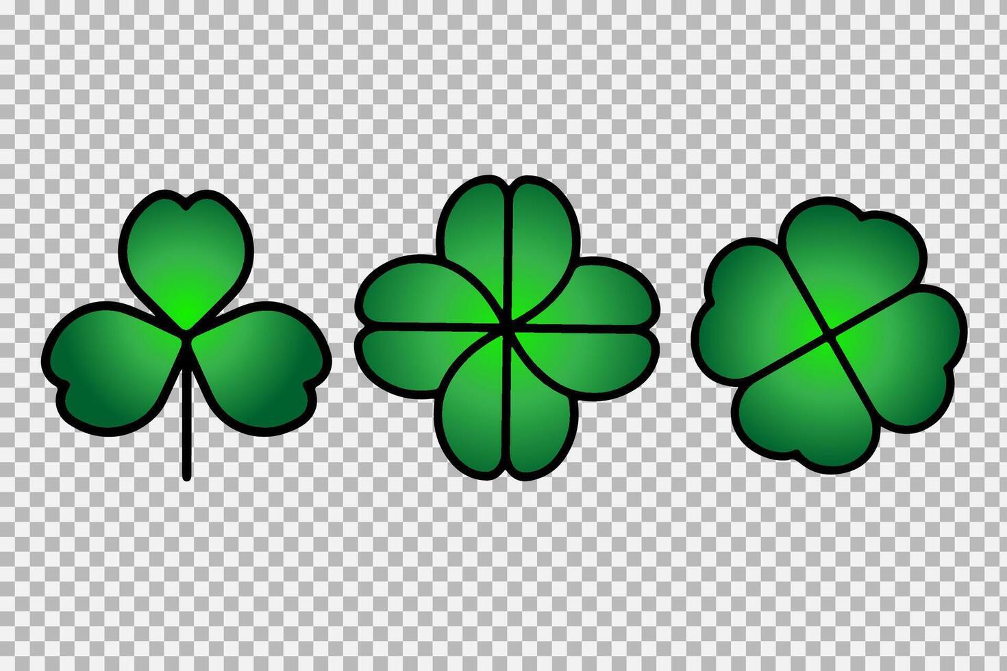 Green Shamrock clover icon for St Patrick day symbol, leprechaun leaf sign. Shamrock clover isolated, flat decorative element. vector