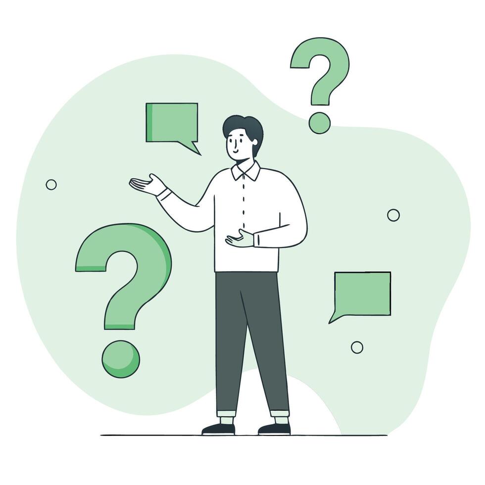 Illustrated Concepts of Questioning and Curiosity vector