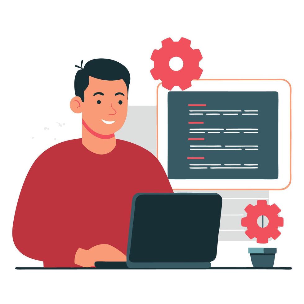 Illustration of Key Programming Concepts for Understanding and Implementing Software Development vector