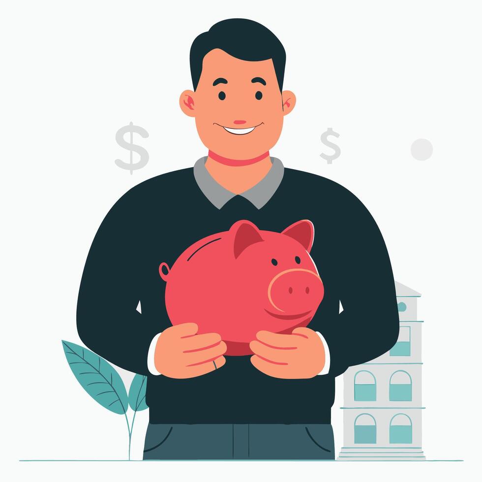 Piggy Bank Concept Saving Money and Financial Security vector