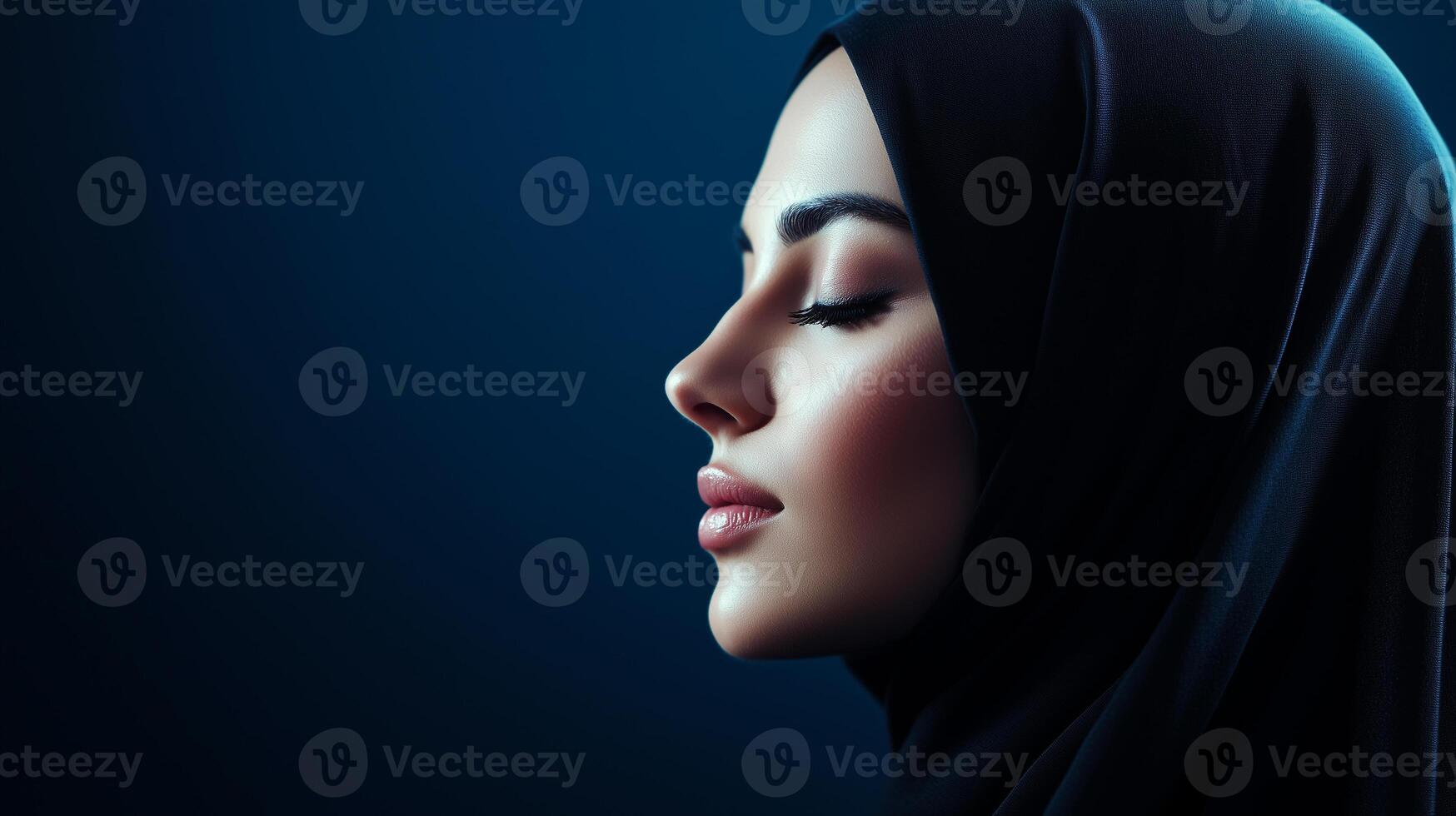 Portrait of a peaceful muslim woman with hijab photo