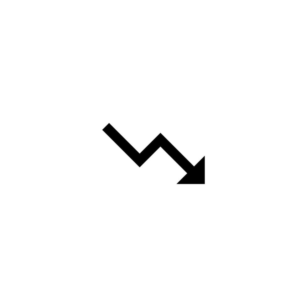 a black and white of an arrow going down vector
