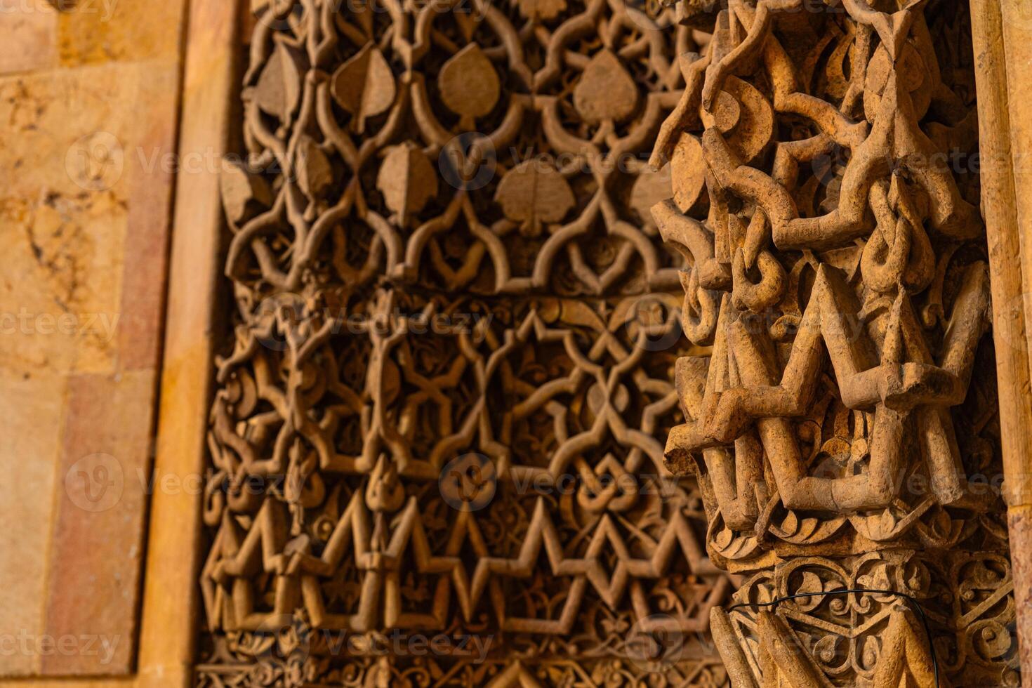 Carved stone decorations of the mihrab of Great Mosque of Divrigi photo