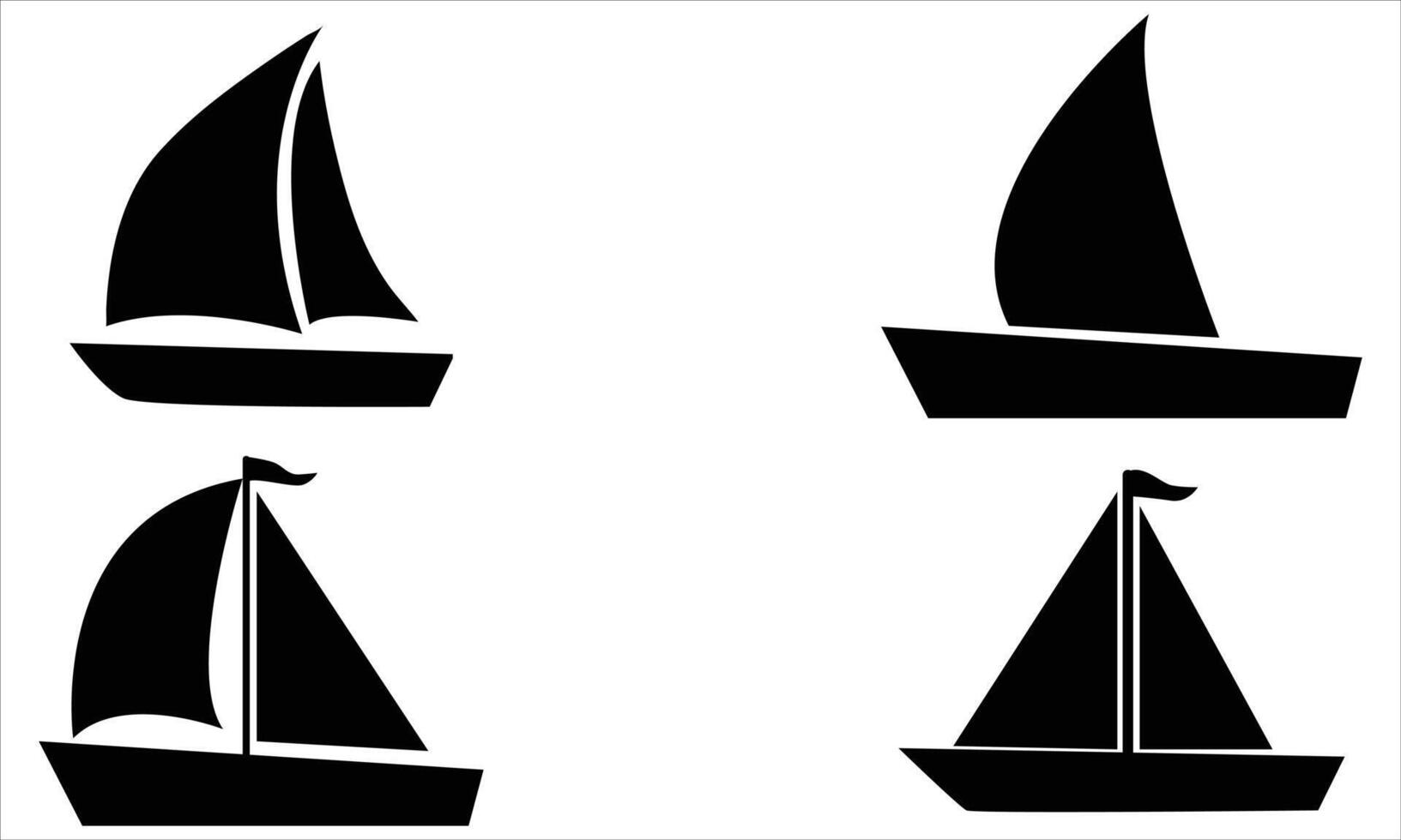 sailboat black silhouettes set vector