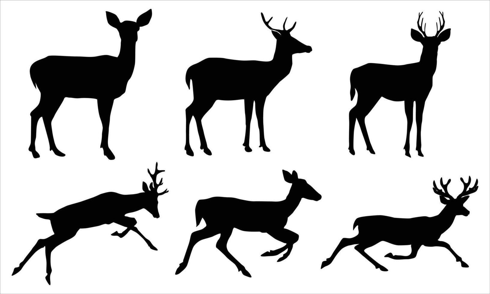 set of deer silhouettes illustration vector