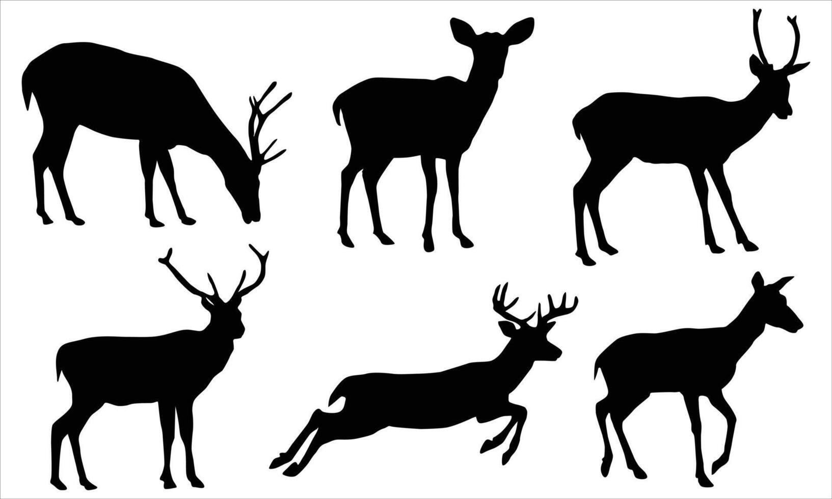 Deer Silhouettes set vector