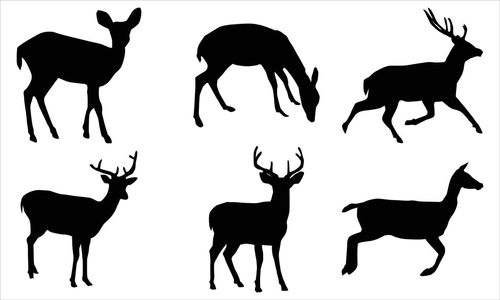 black deer silhouette icon bundle vector