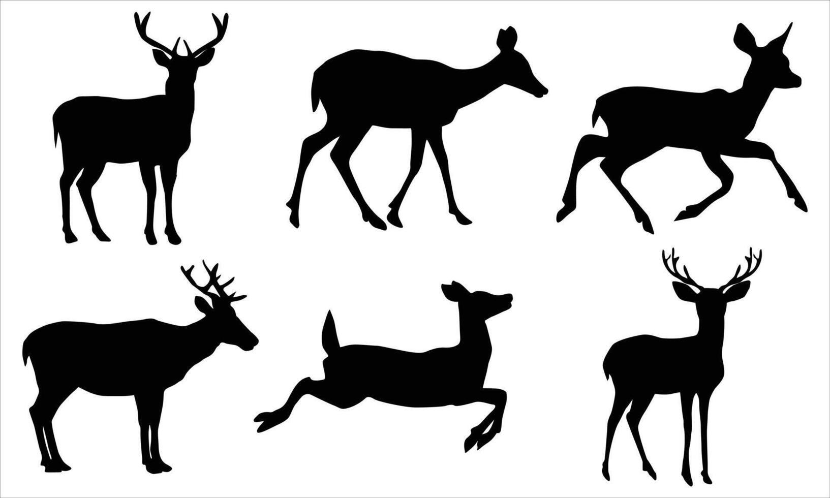 set of deer silhouettes vector