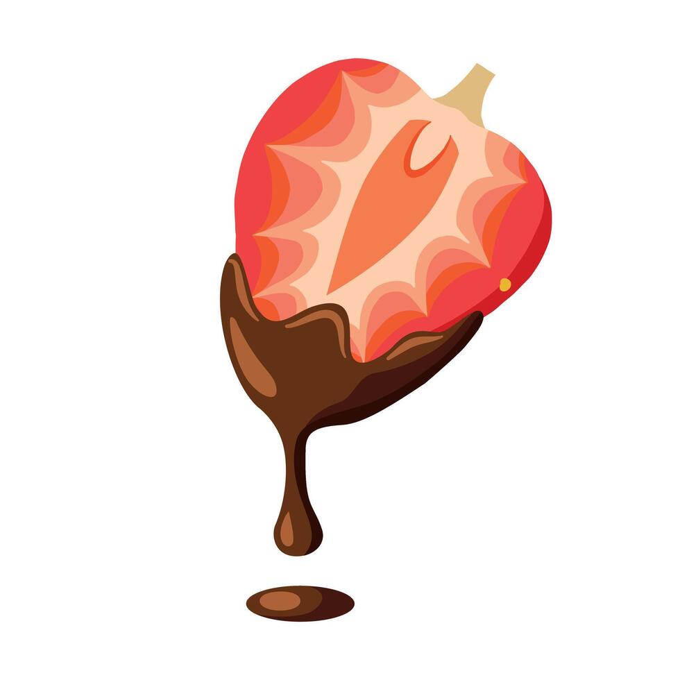 Chocolate Covered Half Strawberry Illustration vector